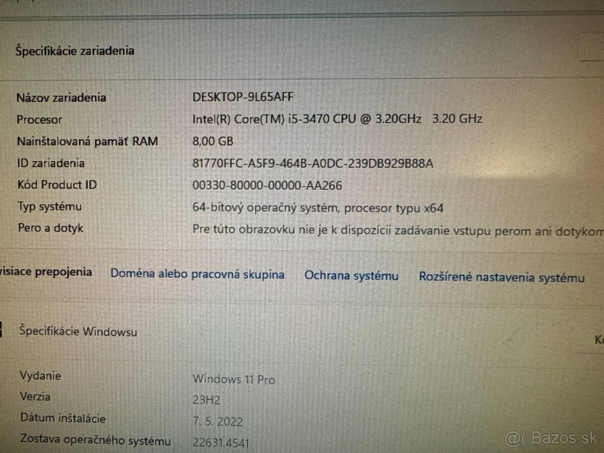Počítač HP Intel i5-3470 4x3,30GHz.GT730 2GB. 256gb SSD - 5
