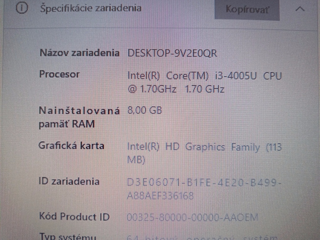 predám Hp 350 g1 , Intel(R) Core™i3 ,8gb ram , ssd ,HDMI - 5
