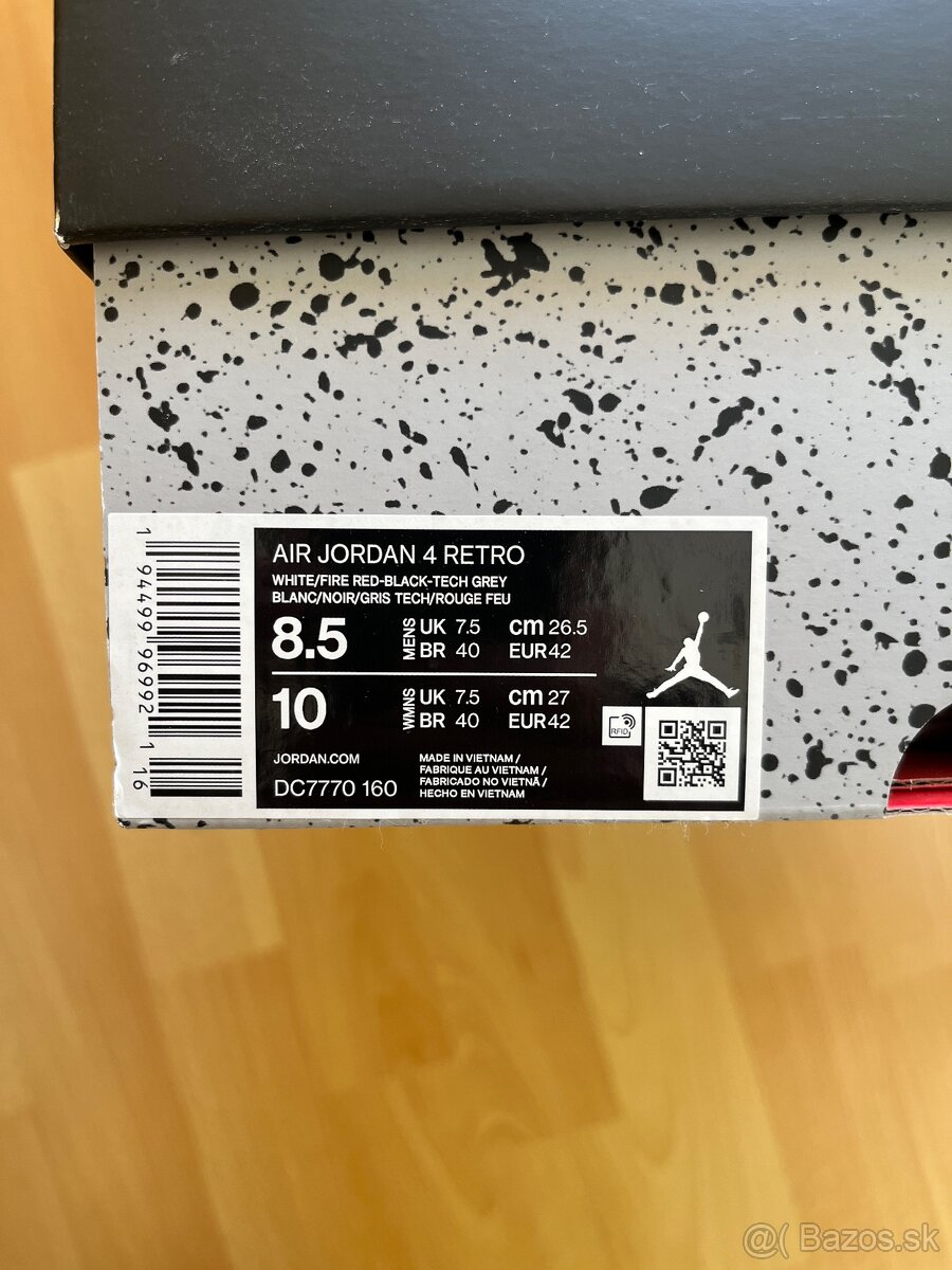 Jordan 4 Retro Fire Red (2020) EU 42, US 8.5 - 5