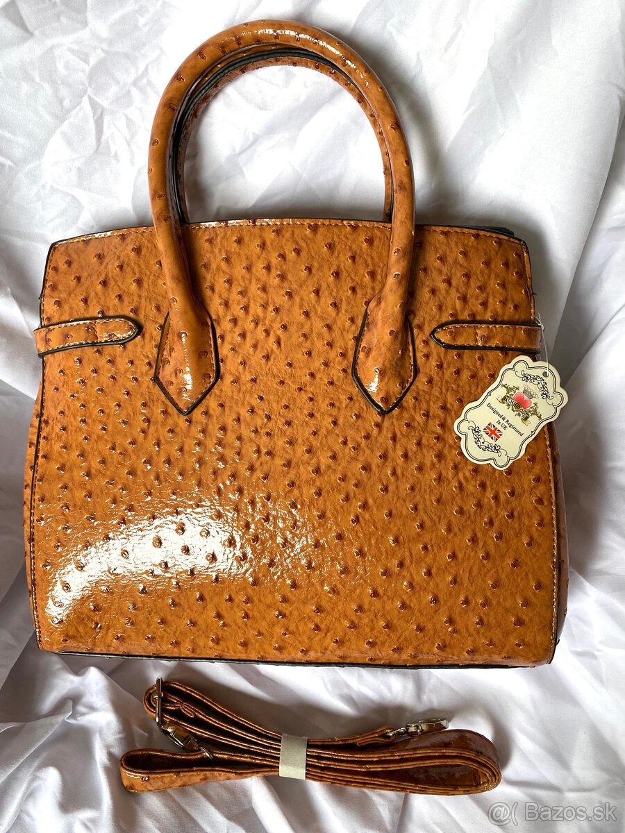 Laková hnedá kabelka - 5