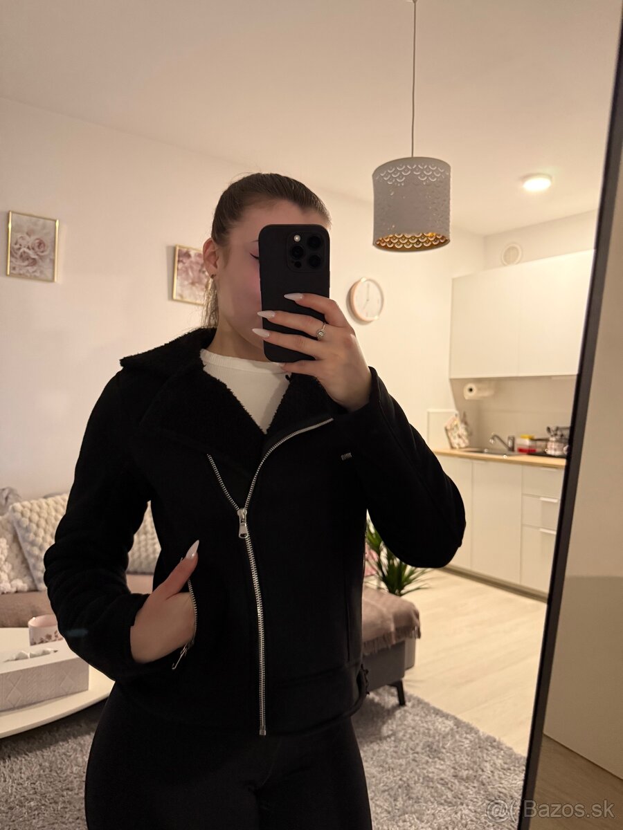 Čierna prechodná semišová bunda - 5