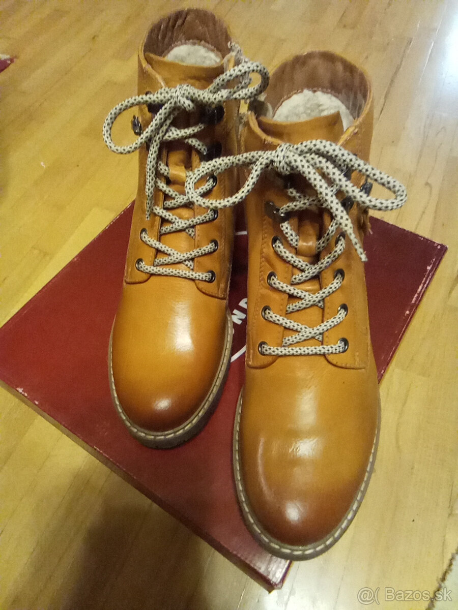 Dámske Zimné Kožené Kotníkové Čižmičky Veľkosť 39 - Nové - 5