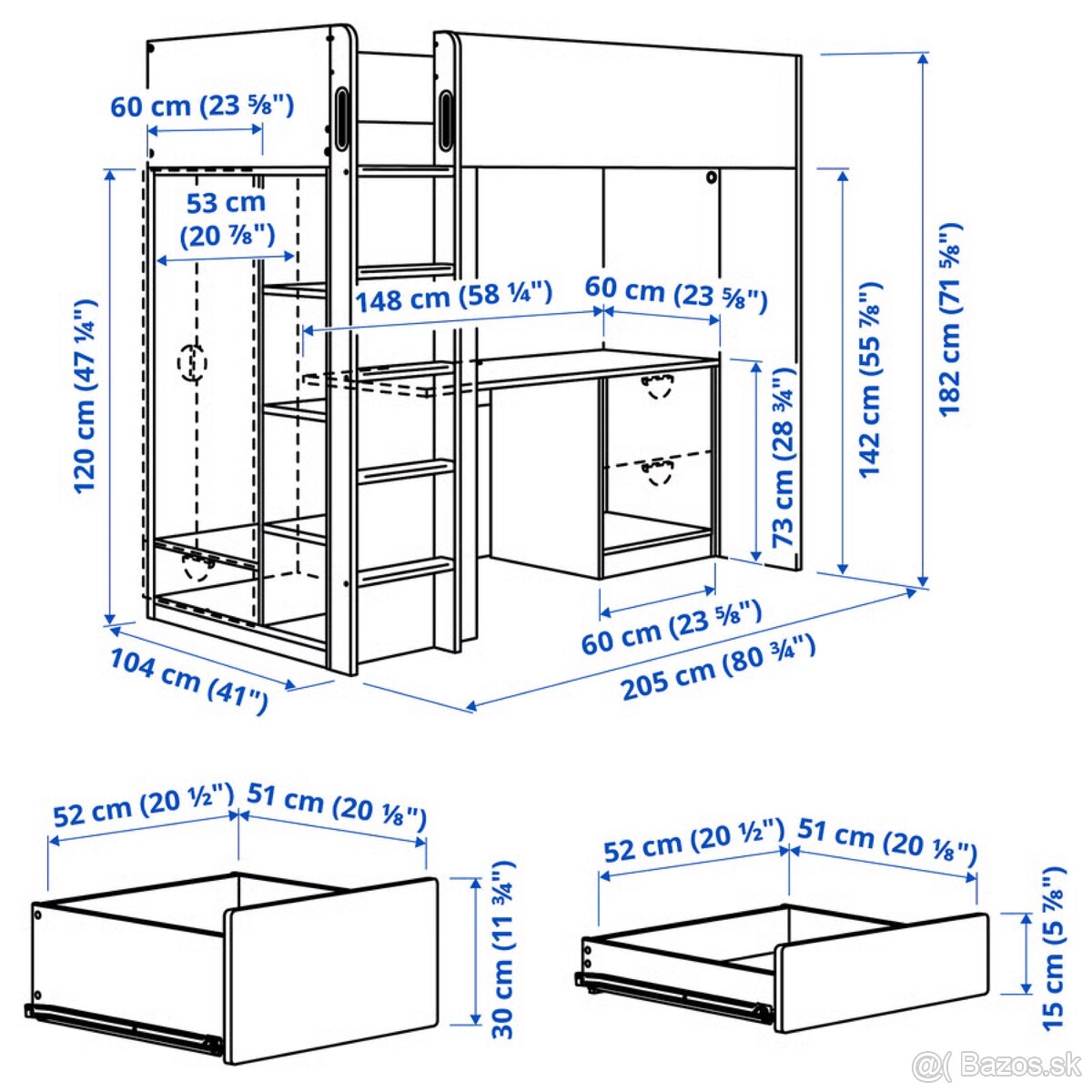 Detská vyvýšená posteľ IKEA SMÅSTAD/STUDA - 5