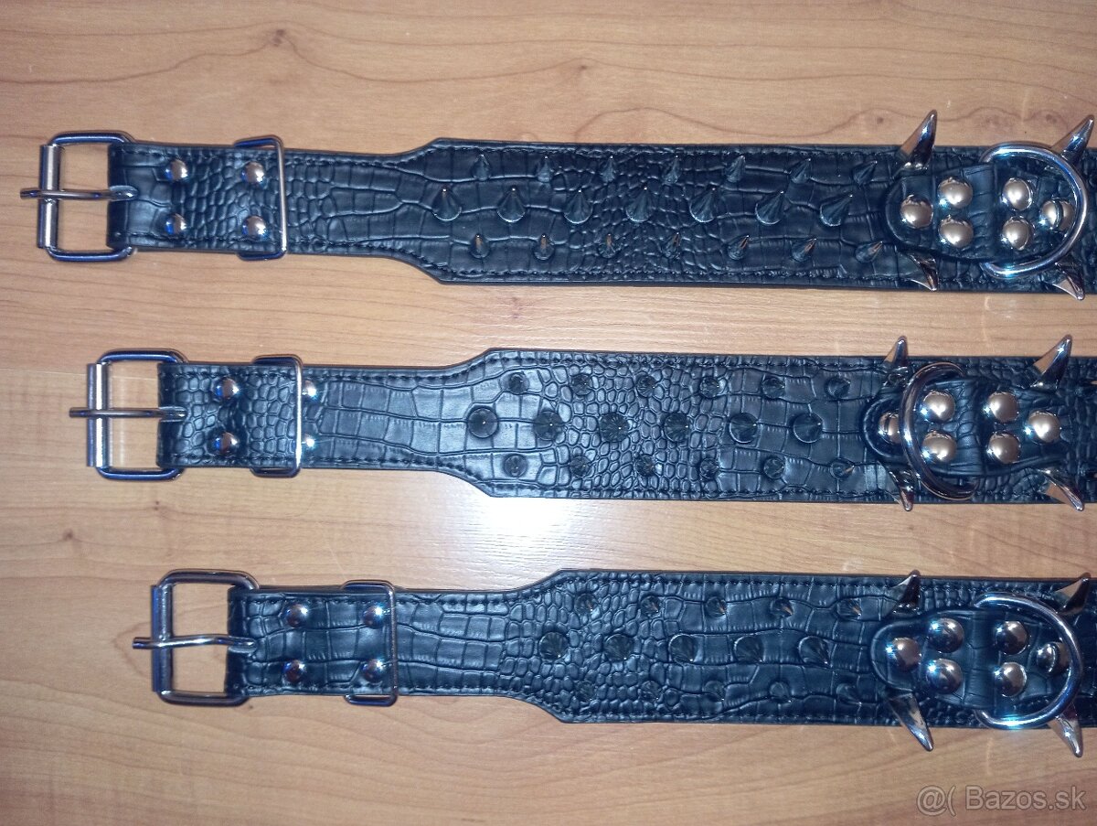 Koženkový obojok s hrotmi S M Lčierne - 5