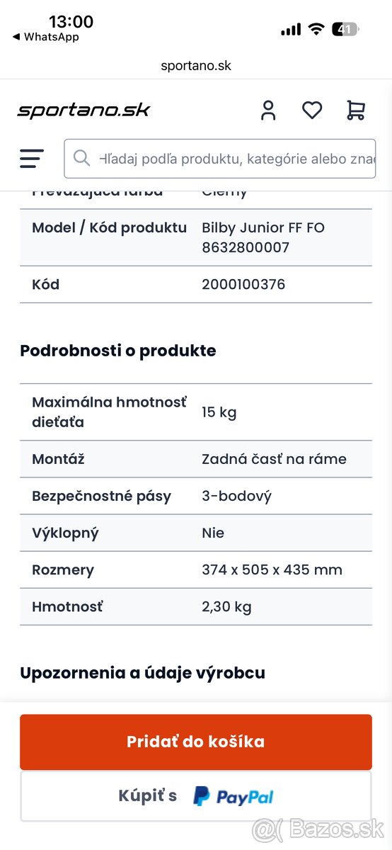Sedačka na bicykel do 15kg Polysport Bilby - 5