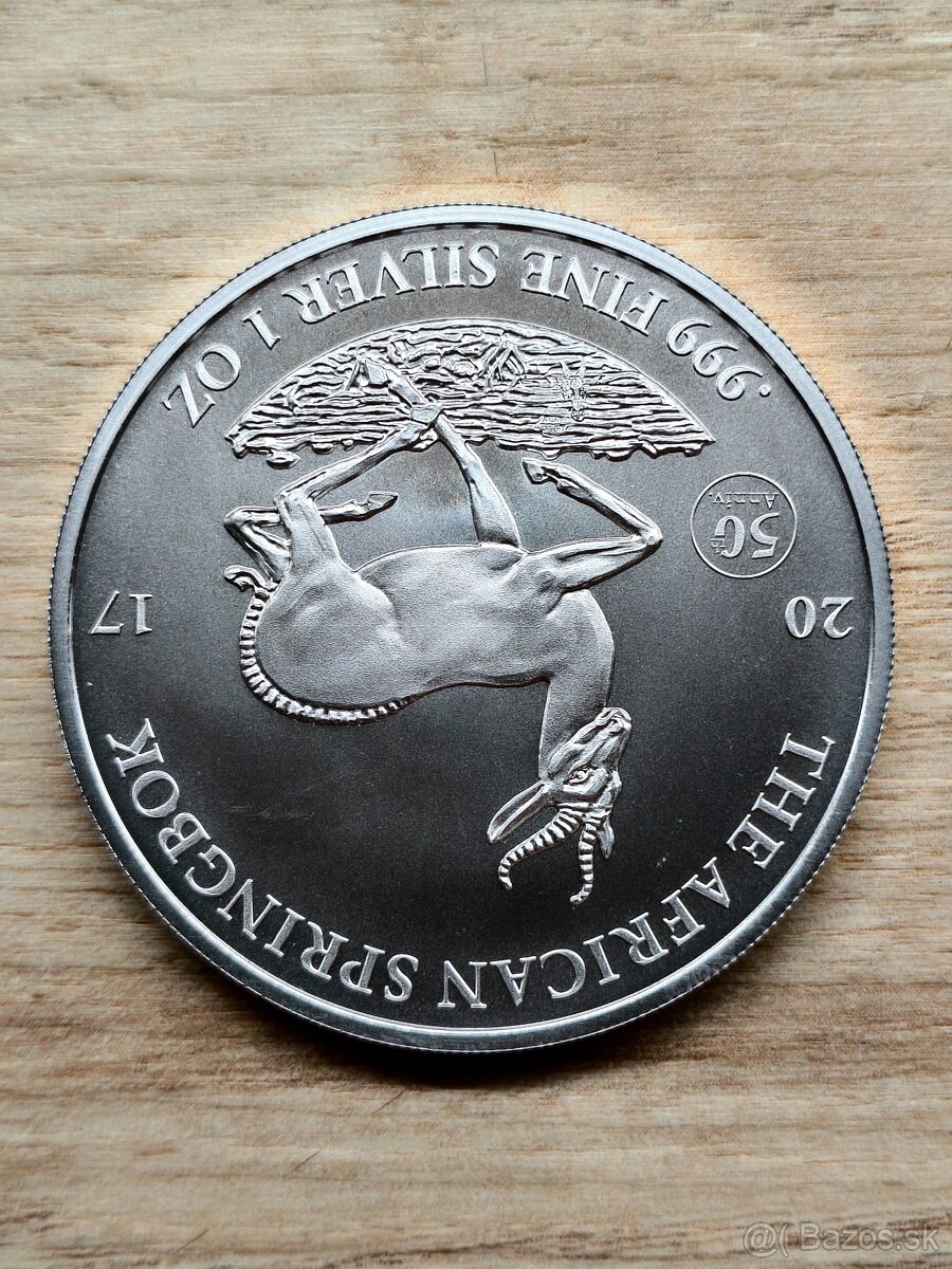 Strieborná minca Antilopa Gabun privy, 1oz, 999. - 5