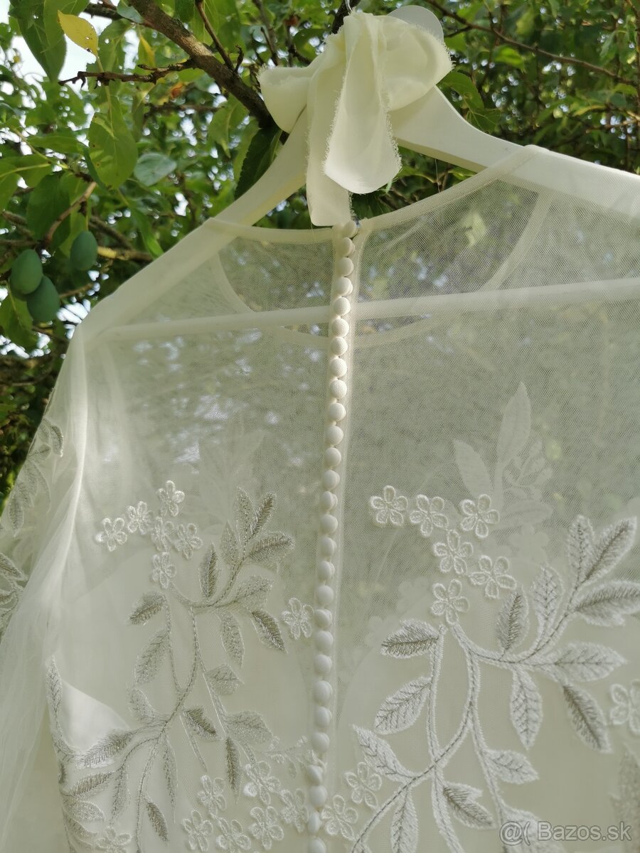 Svadobne saty - ASOS boho, nove - puff rukavy , M - 5