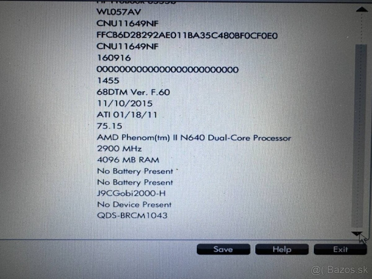 Predám pokazený notebook na náhradné diely zn.HP 6555b. - 5