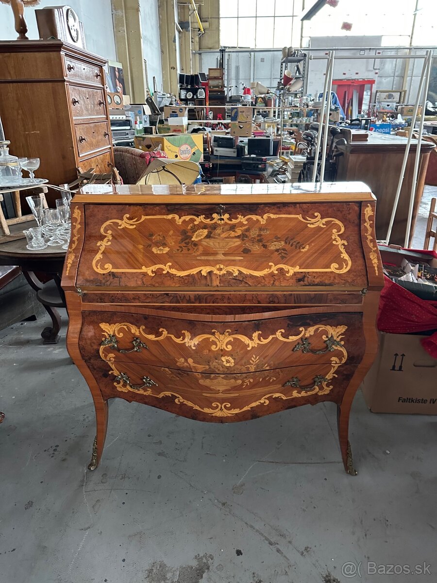 Intarzovaná písacia komoda v barokových tvaroch - 5