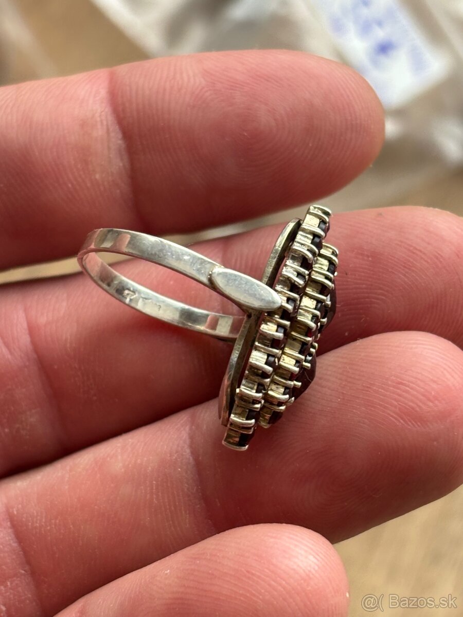 Strieborný prsteň - cesky granat - 5