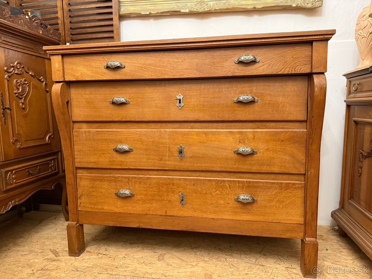 Dubová veľká komoda šuflíková - 5