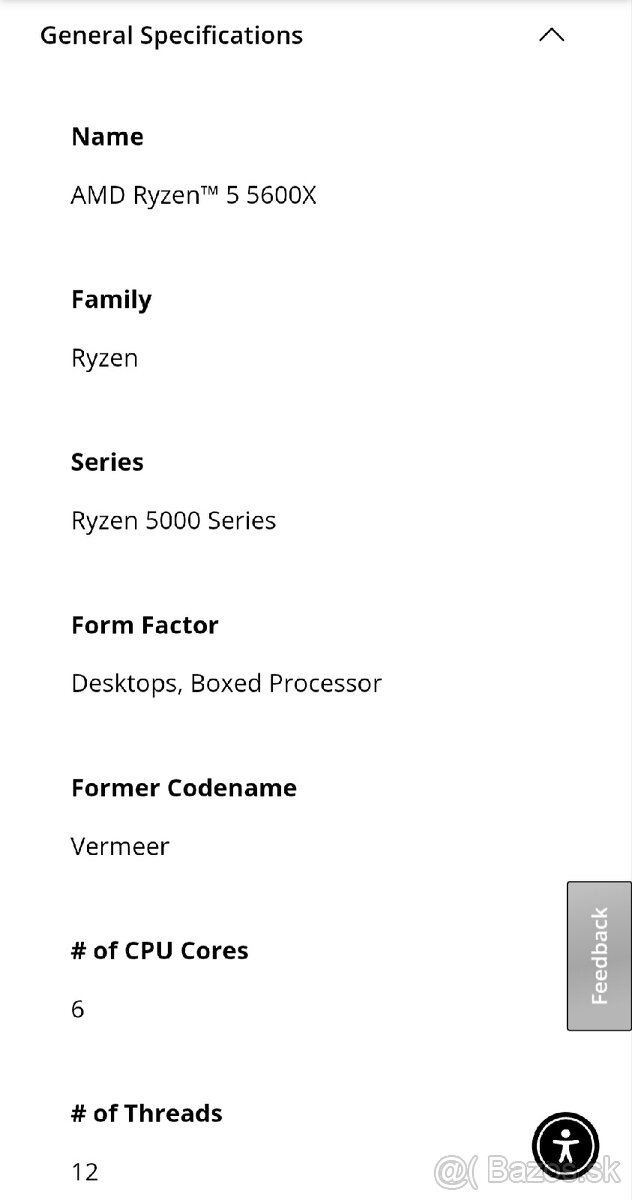 Predám procesor AMD AM4 Ryzen 5 5600x BOX - 5