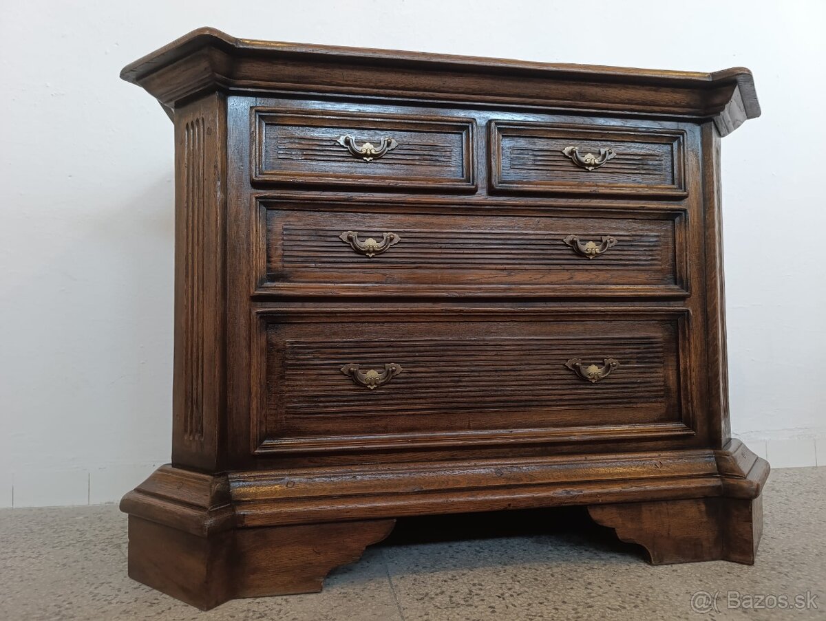 Starožitná komoda + zrcadlo, nábytek z masívu - 5