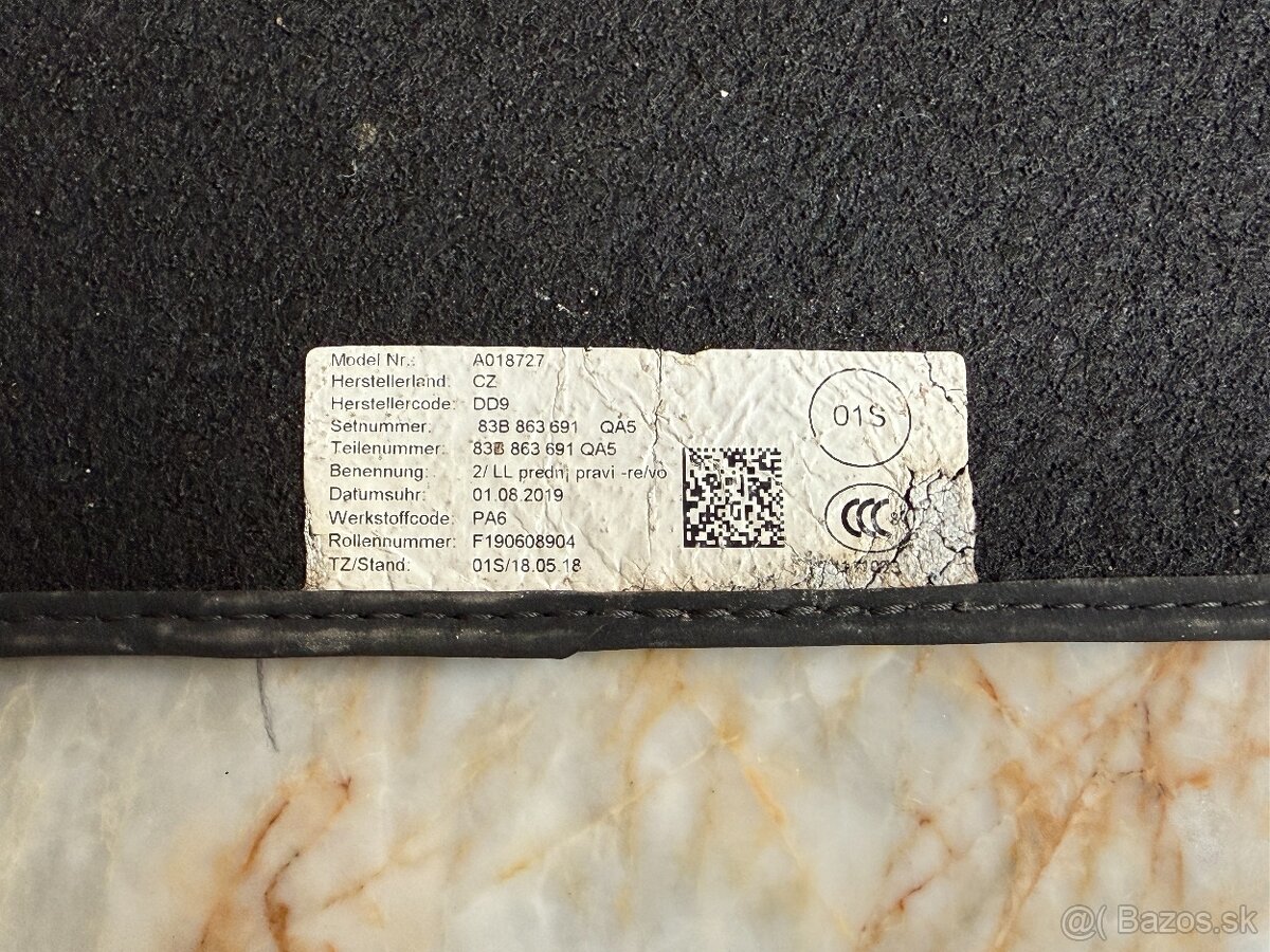 Predám 3ks originál textilné koberčeky z Audi Q3 2019 Autok - 5