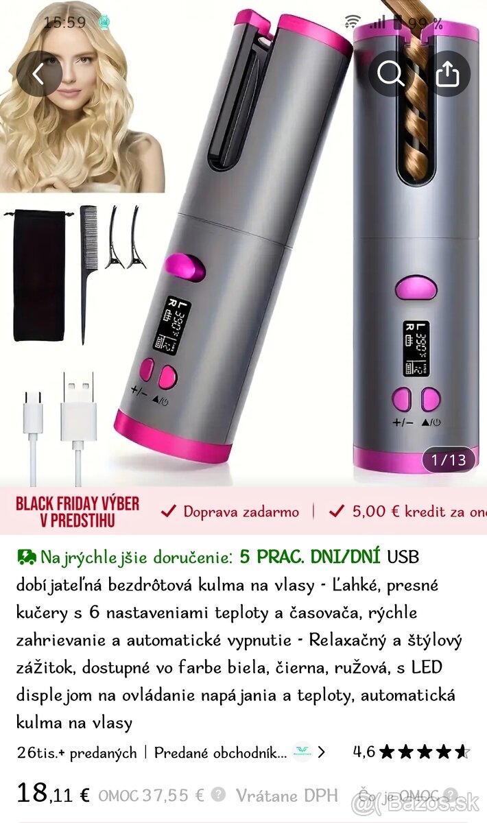 Bezdrôtová kulma na vlasy - 5