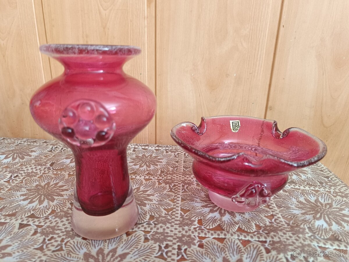 Sklo, váza, retro dekorácia - 5