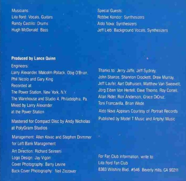 CD Lita Ford – Dancin' On The Edge 1984 - 5