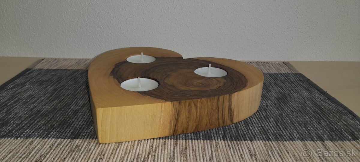 Drevené dekorácie, svietnik - srdce - 5