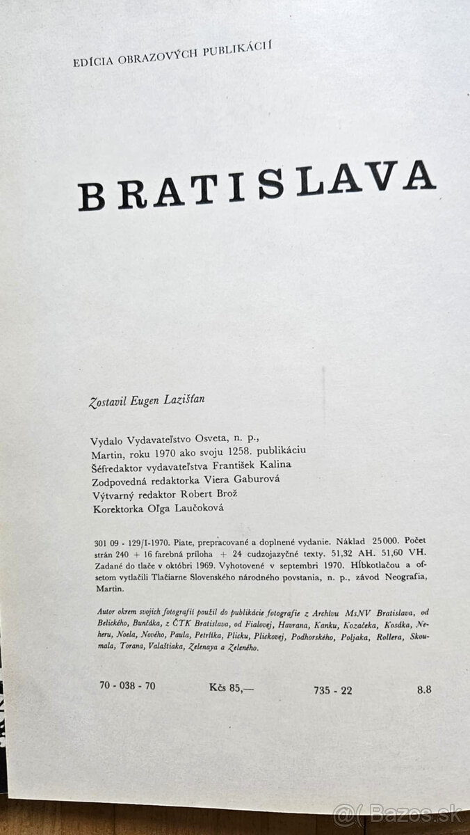 kniha 'Bratislava', Eugen Lazišťan, 1970 - 5