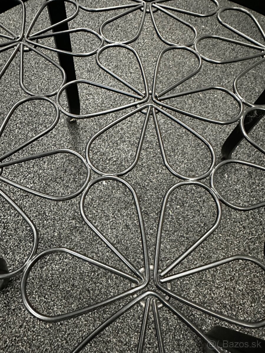 Príručný kovový stolík so sklom (interiér/exteriér) - 5