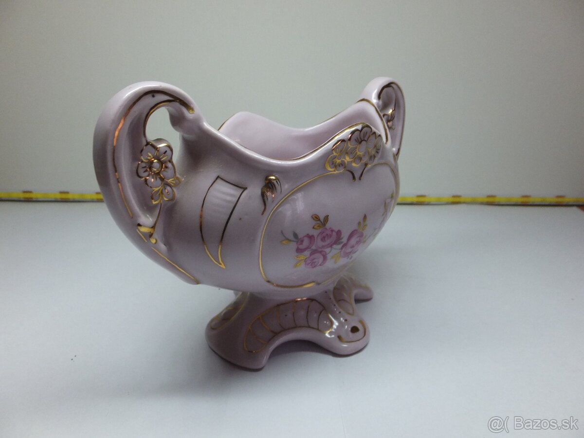 Růžový porcelán, pěkná žardiniéra, značená. - 5