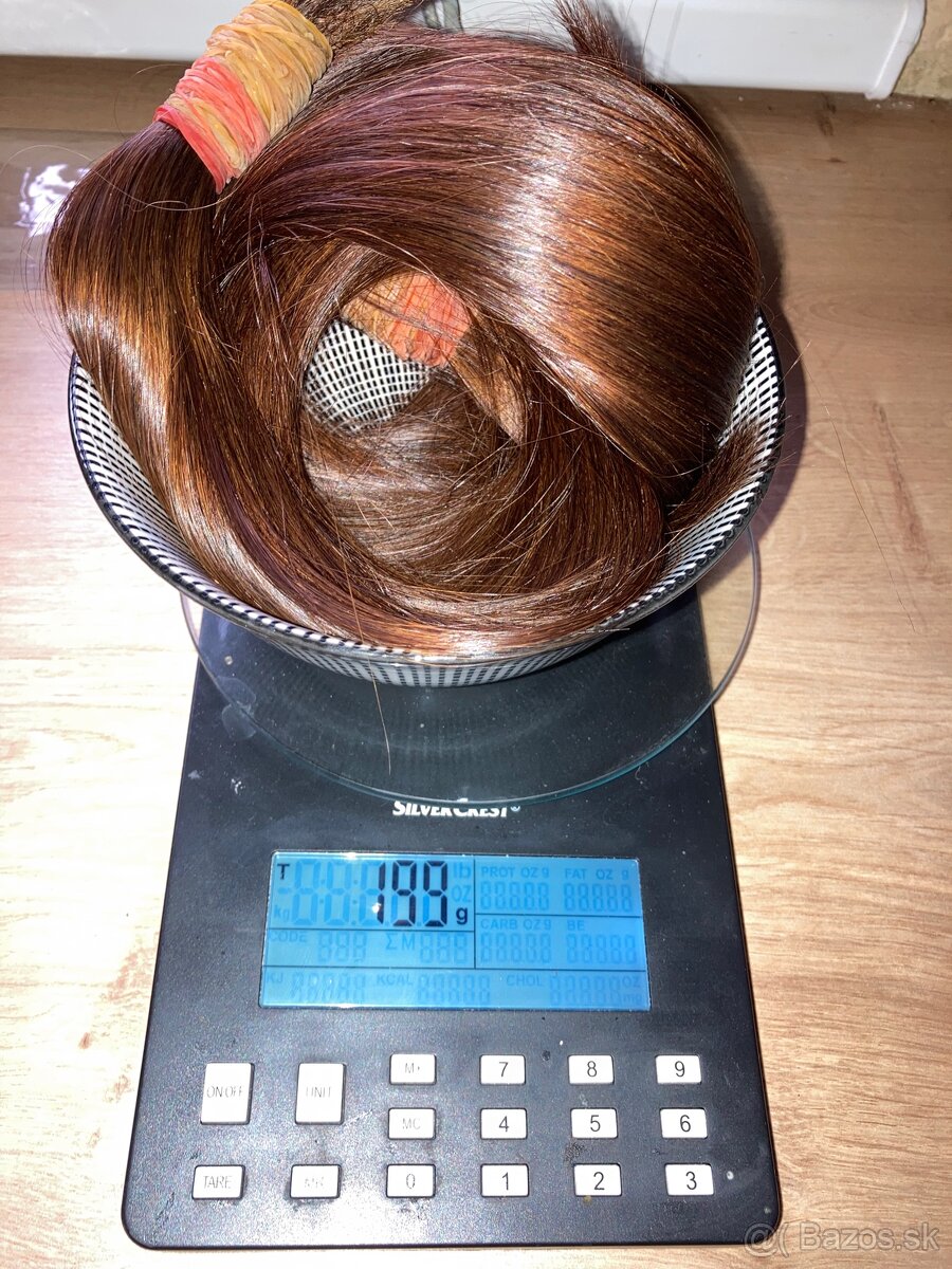 Predám ľudské vlasy na napájanie 53 cm, medena farba - 5