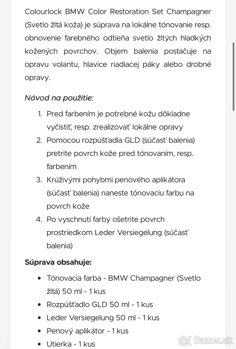 Tónovacia sada na kožu BMW CHAMPAGNER - 5