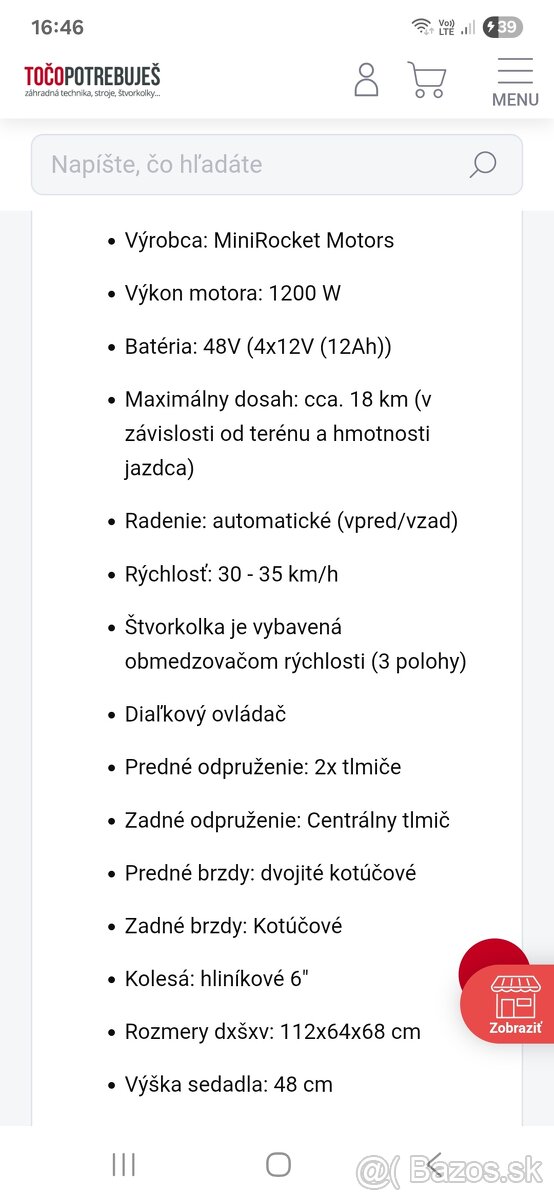 Elektrická štvorkolka