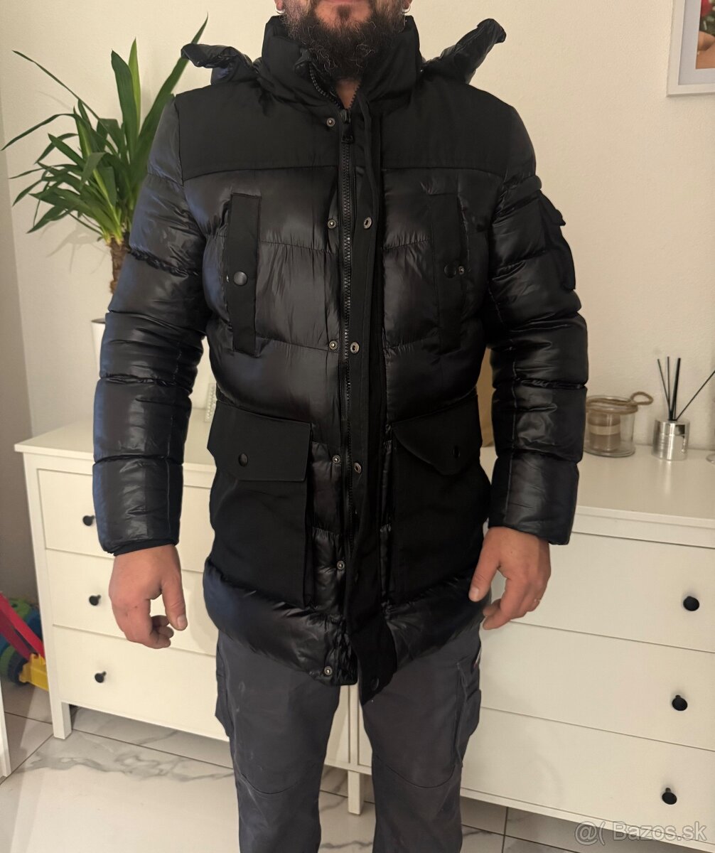 Pánska bunda dlhá čierna - 5