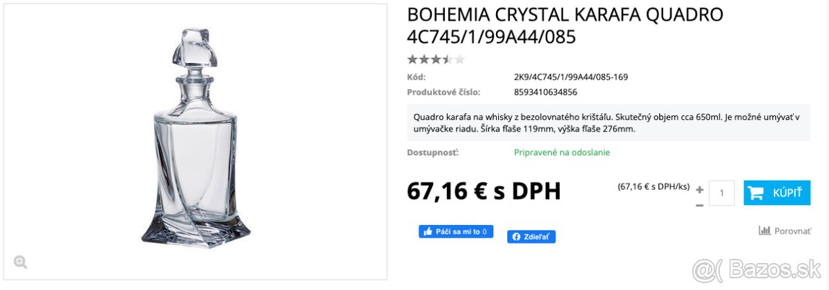 Karafa Bohemia z krištáľu - 5