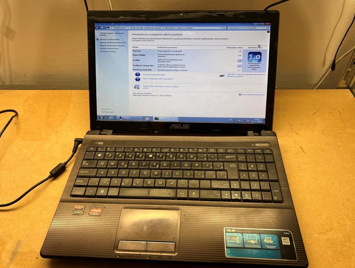 Predám funkčnú použitú matičnú dosku do notebooku Asus K53U - 5