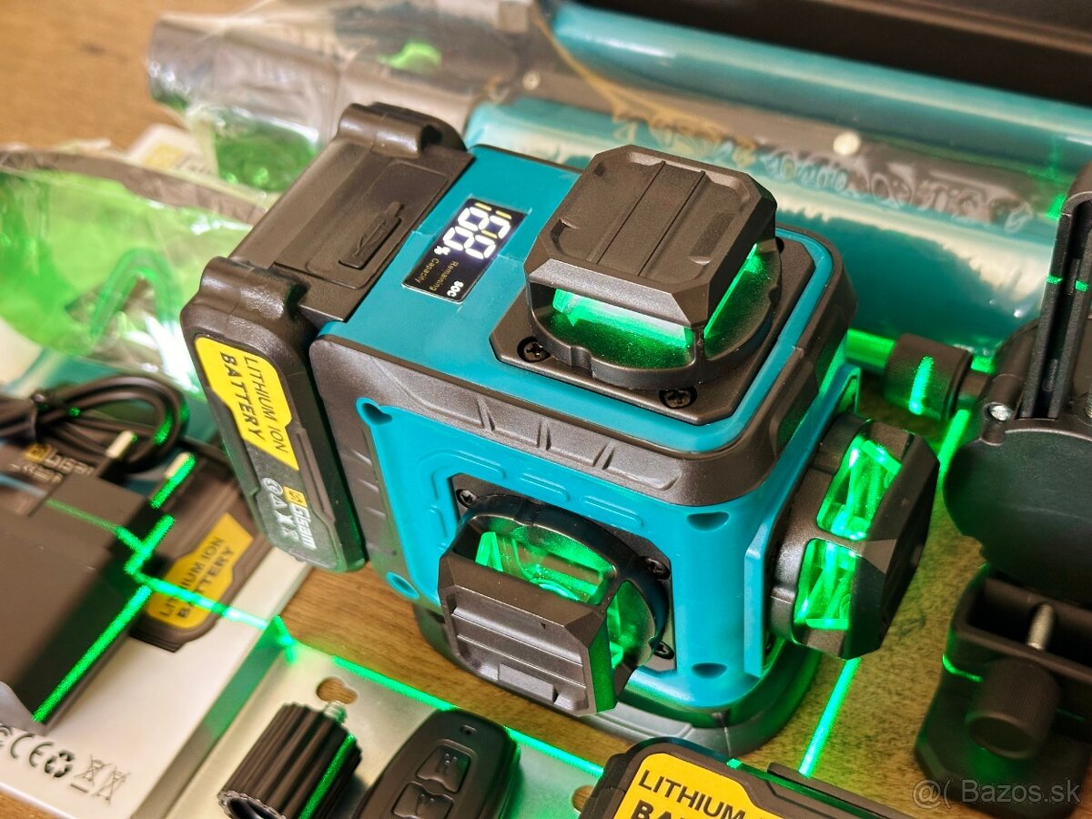 Zelený 4D samonivelačný laser Gisarn so statívom + 2 batérie - 5