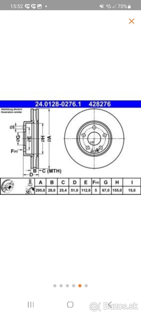 ATE ///Predne brzdove kotuce 24.0128-0262.1 Mercedes-Benz - 5