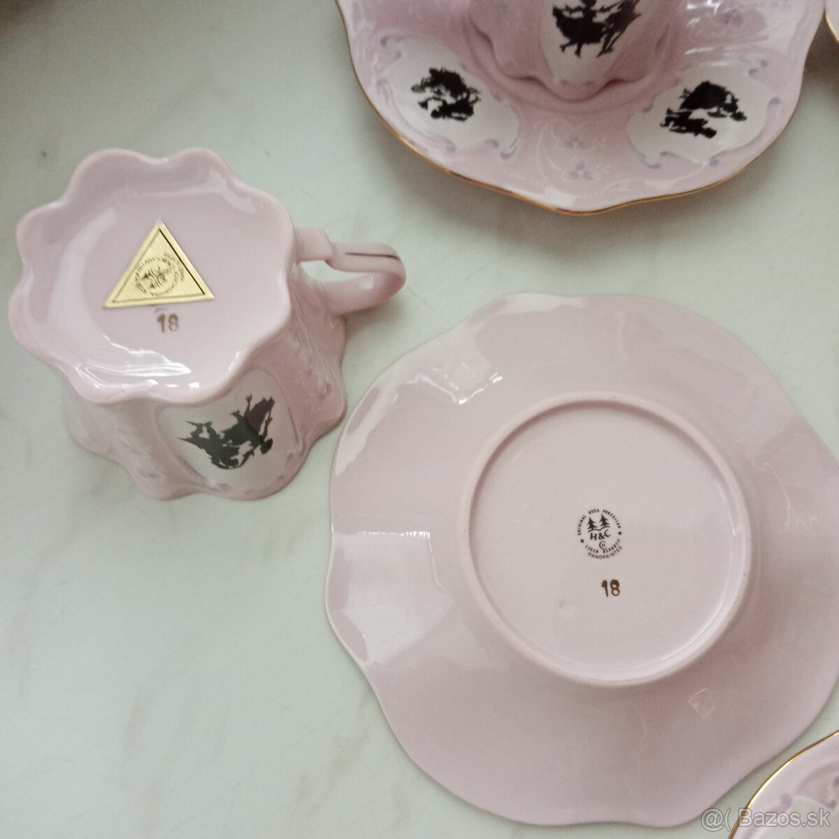 Kávová súprava ružový porcelán Oľga - 5