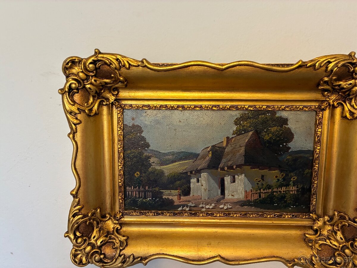 Stará olejomaľba na doske 1 - 5