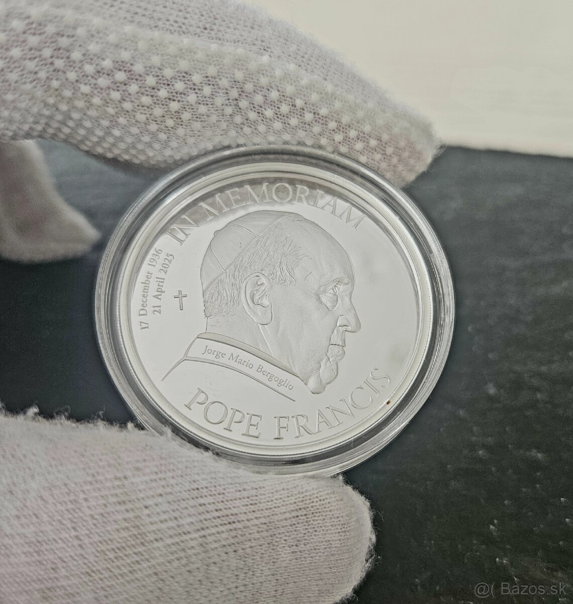 IN MEMORIAM Pápež František 1oz Ag a 0,5g Au mince - 5
