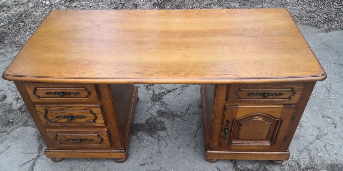 Rustikálny masivný písací stôl - 5