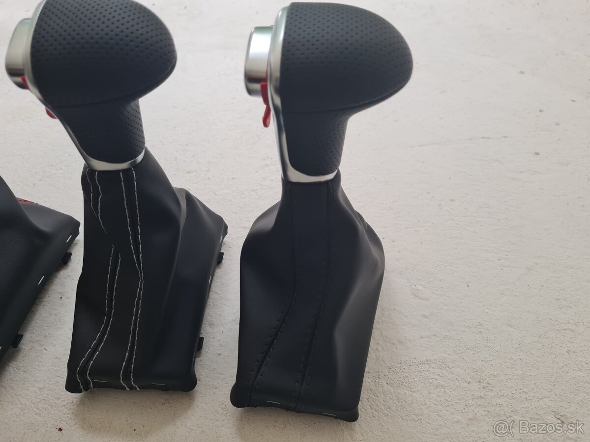 Radiaca páka pre automat AUDI / čierna biela červená nitka - 5