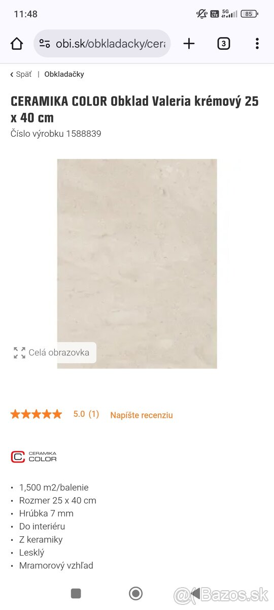 Obklad Valeria krémový 25x40cm - 5