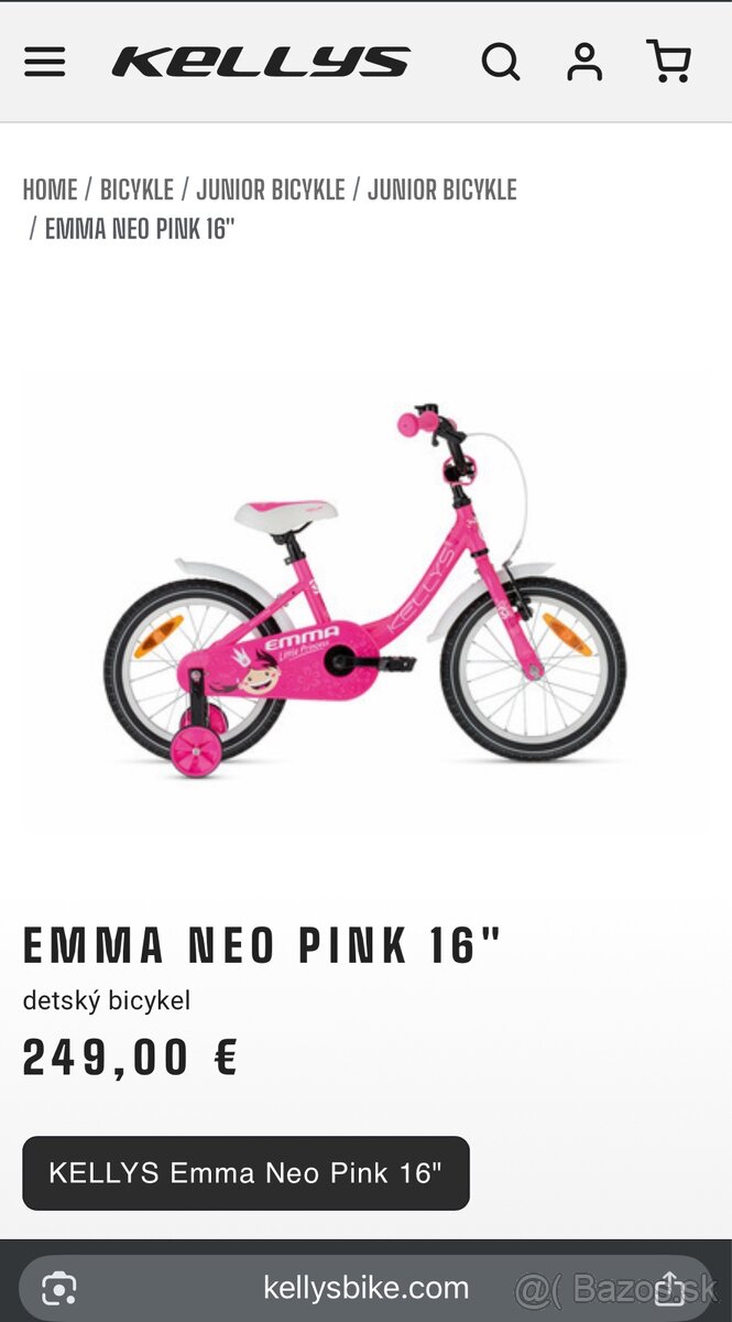 Predám detský bicykel Kellys Emma Neo Pink 16" - 5