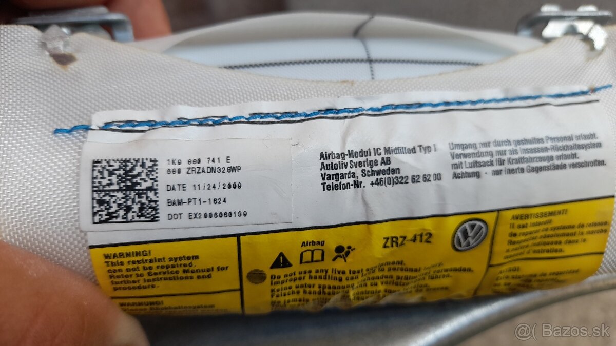 2x strešny / bočný/ airbag Golf 6 Variant - 5