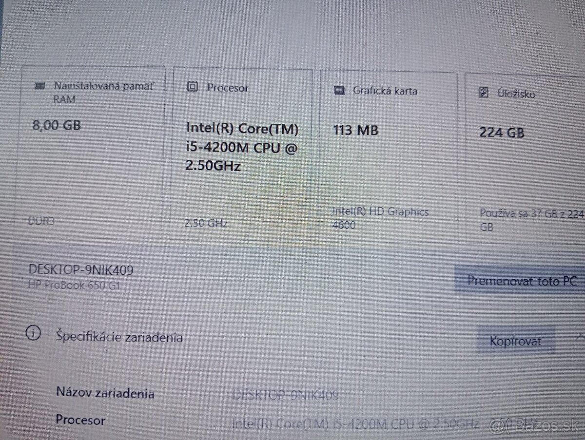 Hp probook 650 g1 + Intel core i5 + 8gb ram + RS232 + Win 10 - 5