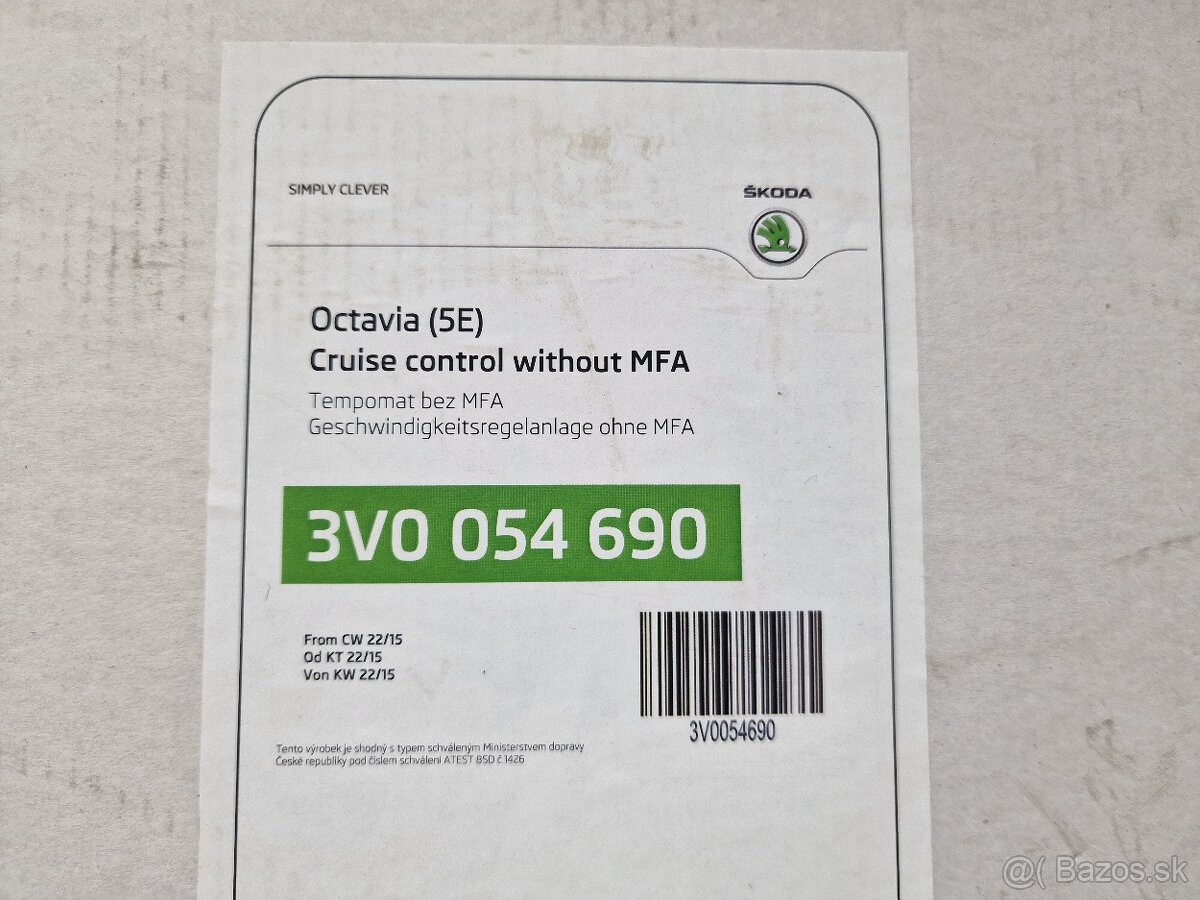 Tempomat Škoda Octavia 3 - sada na dodělání - 5