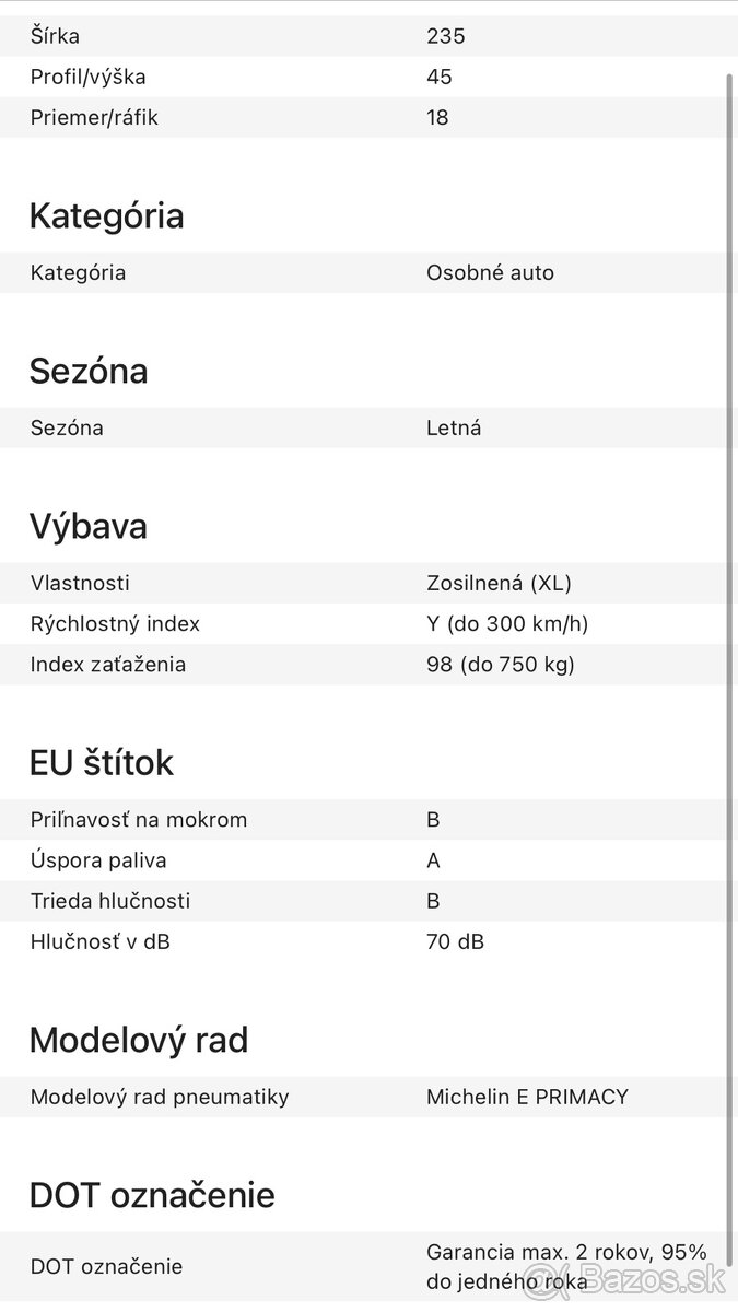 Michelin e.Primacy 235/45 R18 98 Y - 5