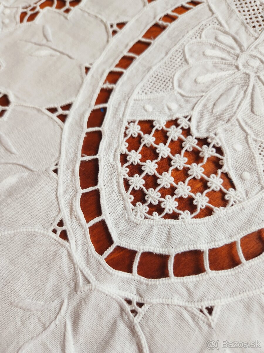 Skvost - nádherná bielučká rischelieu štóla 40x100 - 5