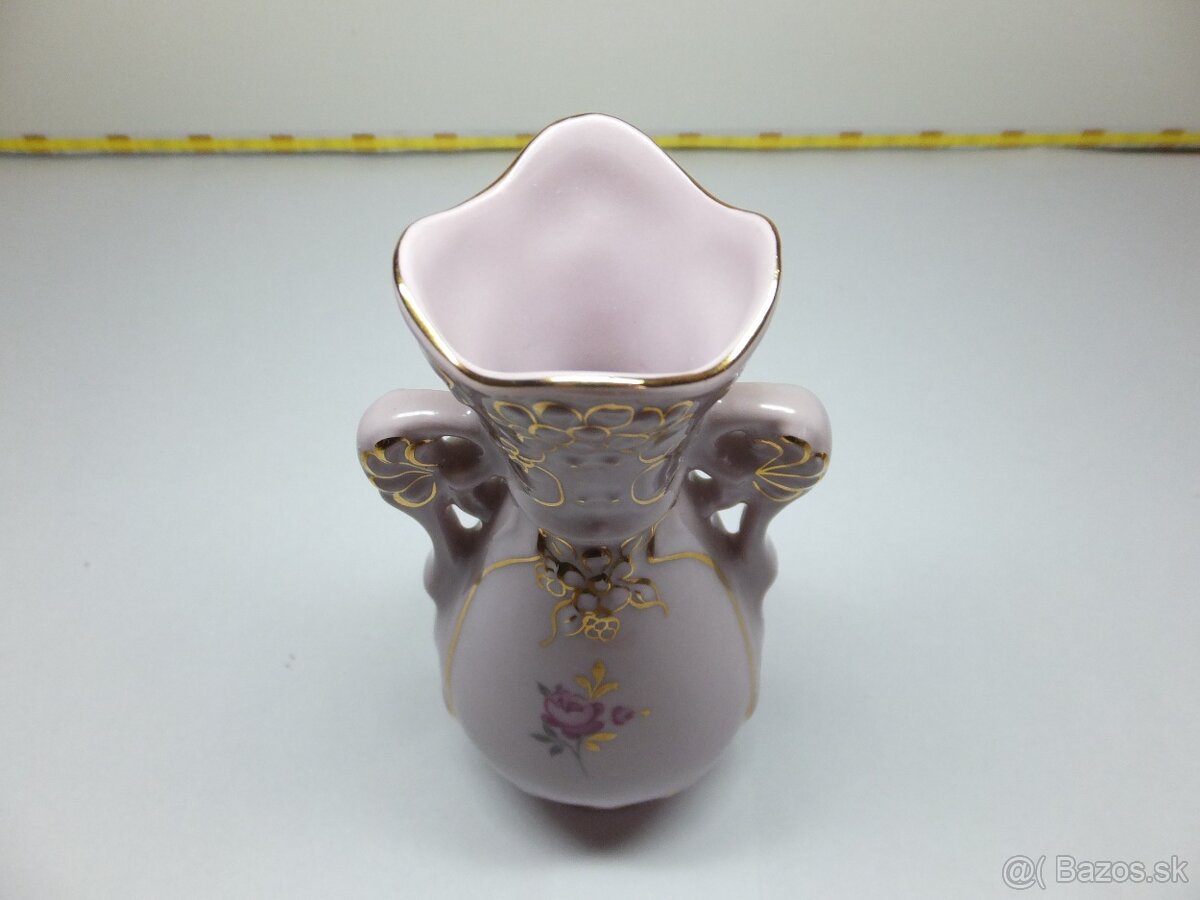 Růžový porcelán, pěkná vázička, značená. - 5