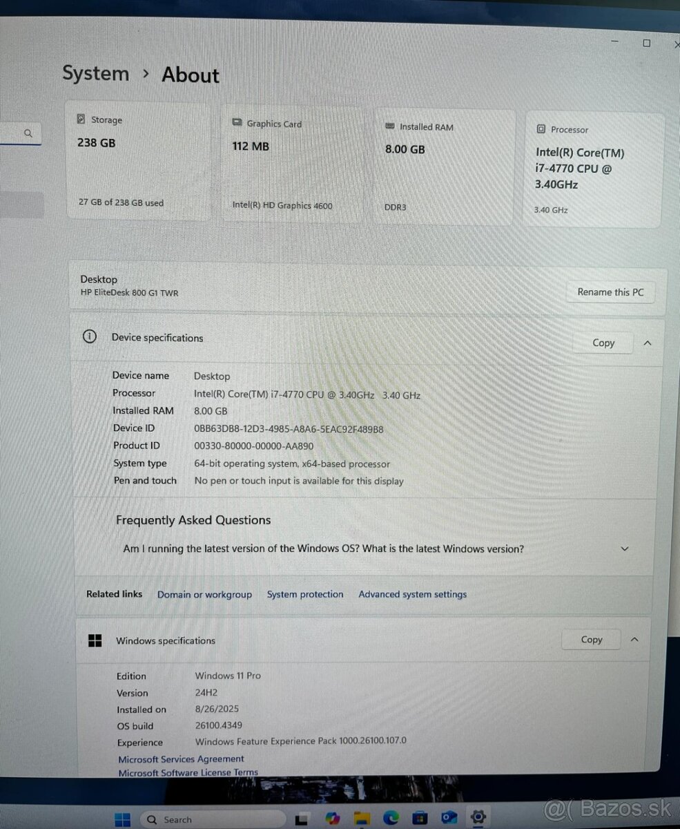 HP EliteDesk 800 G1 Tower i7-4770 8GB RAM - 5