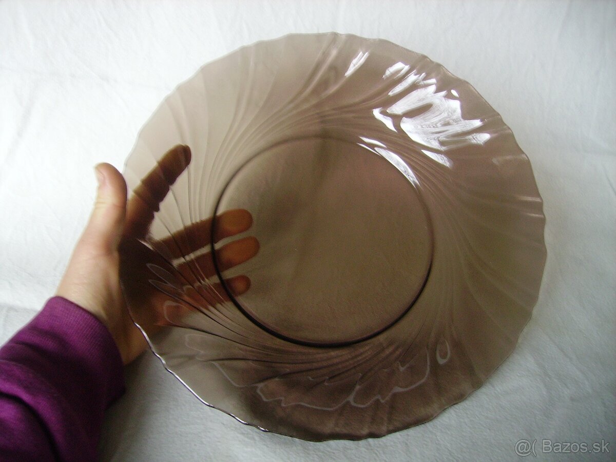 Veľká misa / tanier z dymového skla - 5