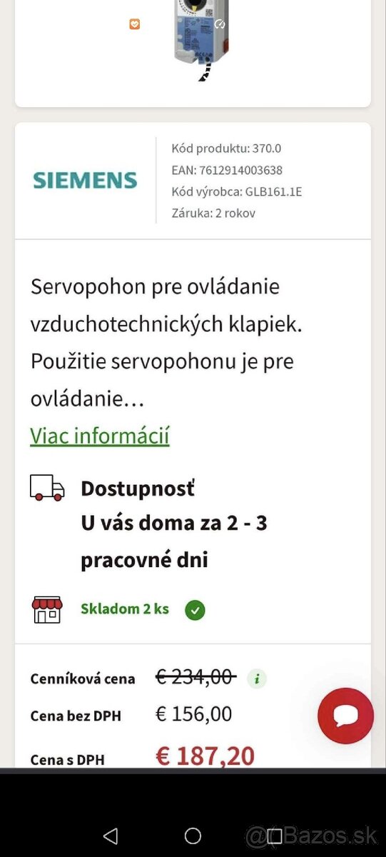 Servopohon Siemens GLB 161.1E, 24 V (GLB161.1E - 5
