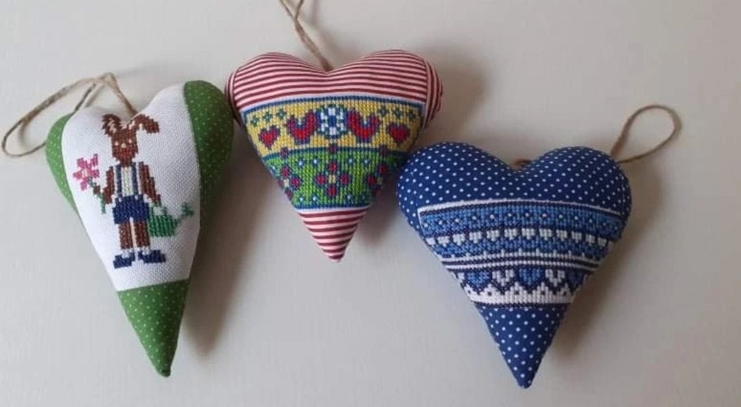 Vianočné srdiečka – ručná výroba z bavlny - 5